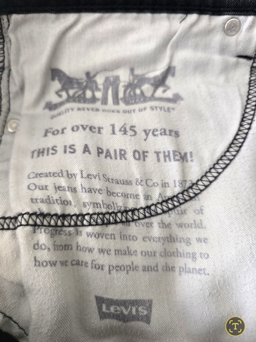 Levi's Men's Black Straight Jeans 34 X 30 - Picture 3 of 4